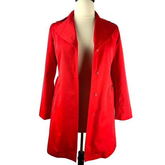 Michael, Michael Kors Red Hooded Trench Jacket, Women's Size Medium - Picture 7 of 16